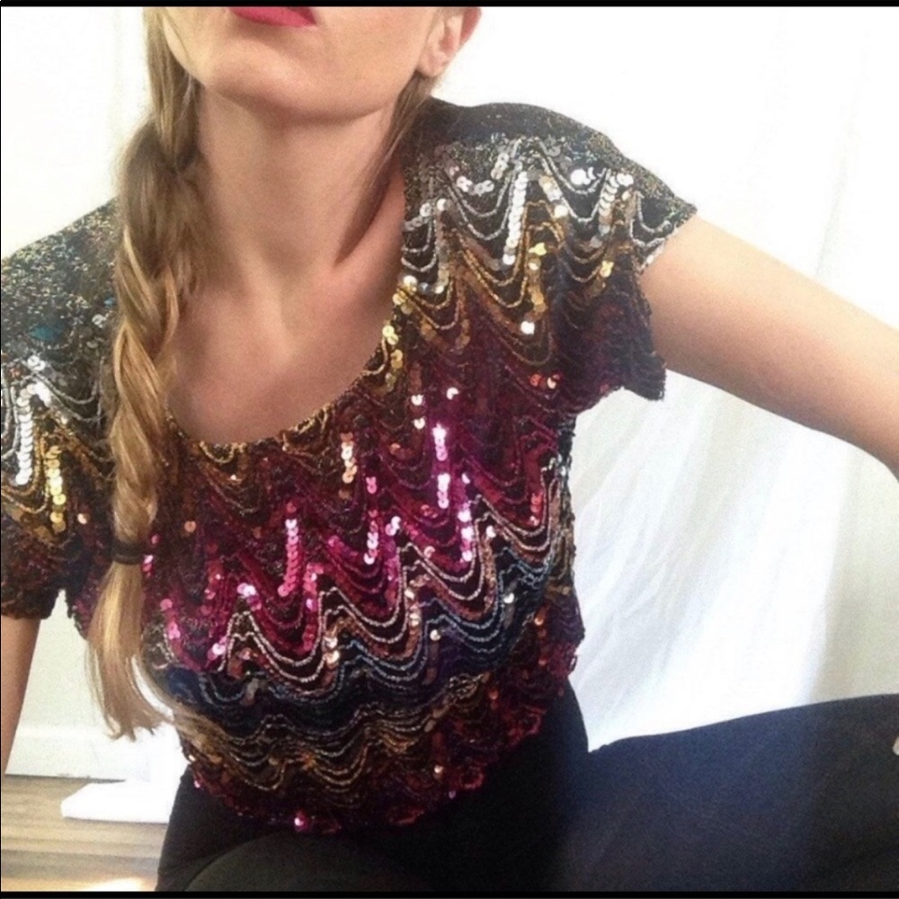 Rio Vintage/retro multicolor sequins top